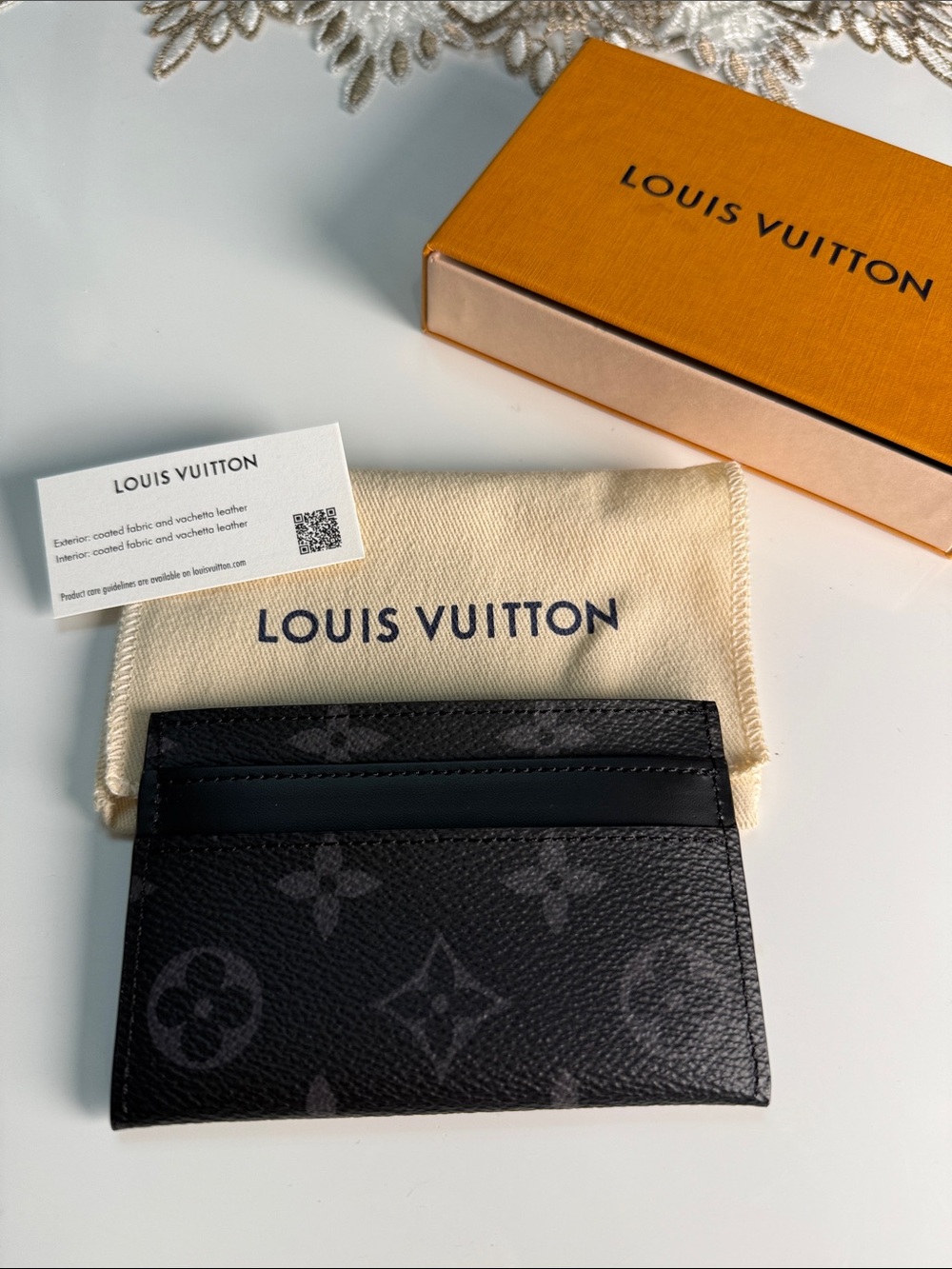 Authentic Louis Vuitton Black Monogram Eclipse Slim Card Sleeve
